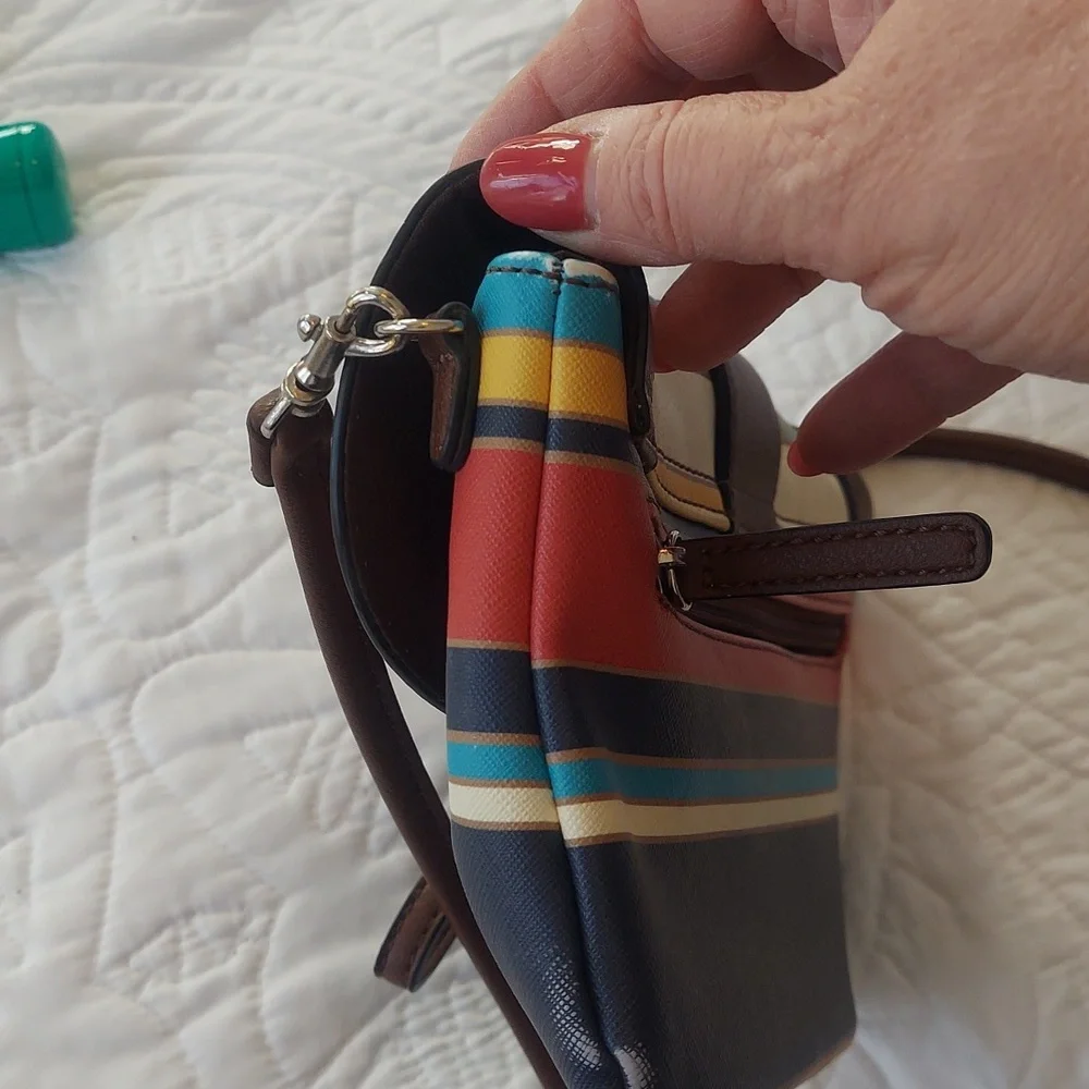 Chaps Crossbody Purse or Wristlet Bright Colored Striped, Distressed - Picture 9 of 10